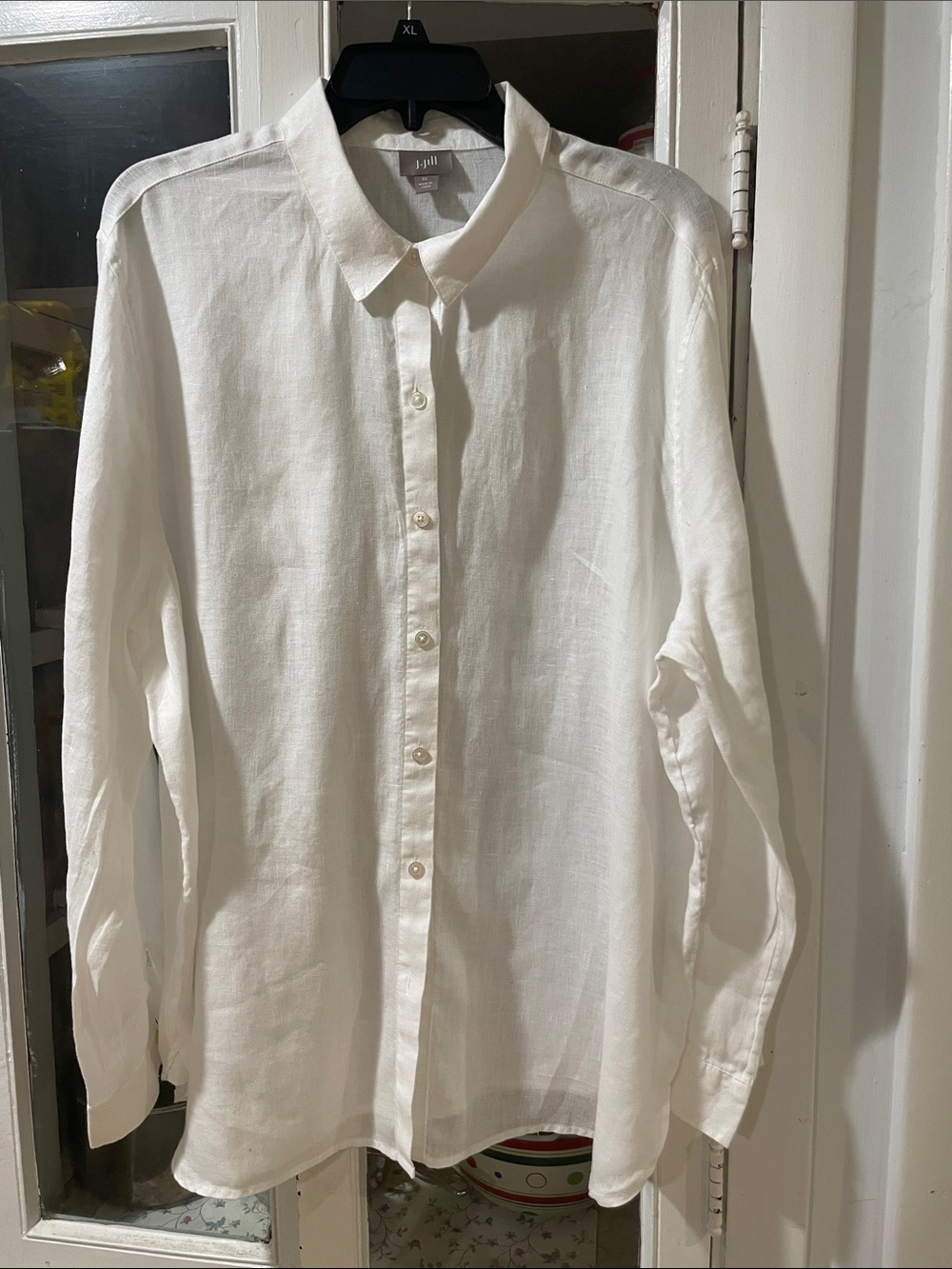 J. Jill White Linen Button-Down Shirt